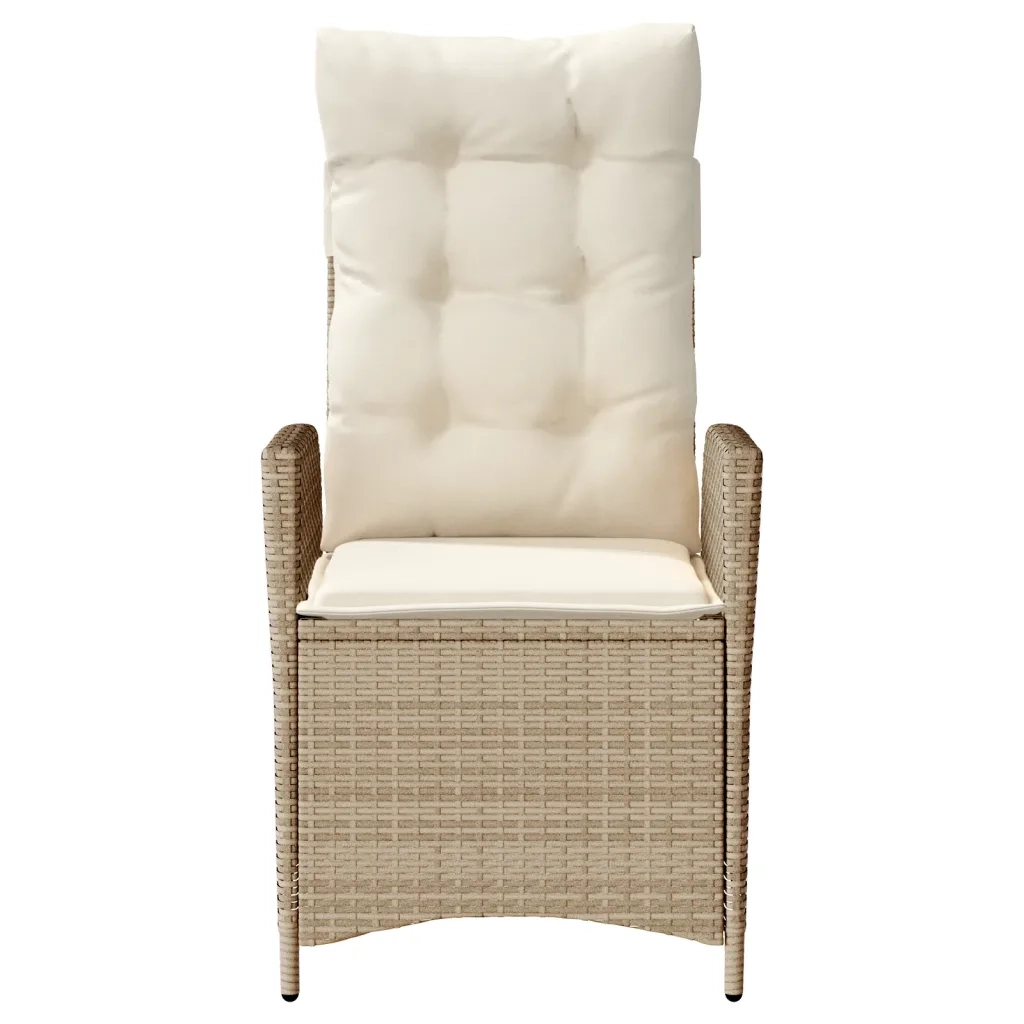 Sedie Reclinabili da Giardino 2 pz | Sedie da Esterno con Cuscini Beige Polyrattan