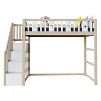 Letto a soppalco bambini - Xylo - 90x200 cm stelle lune legno