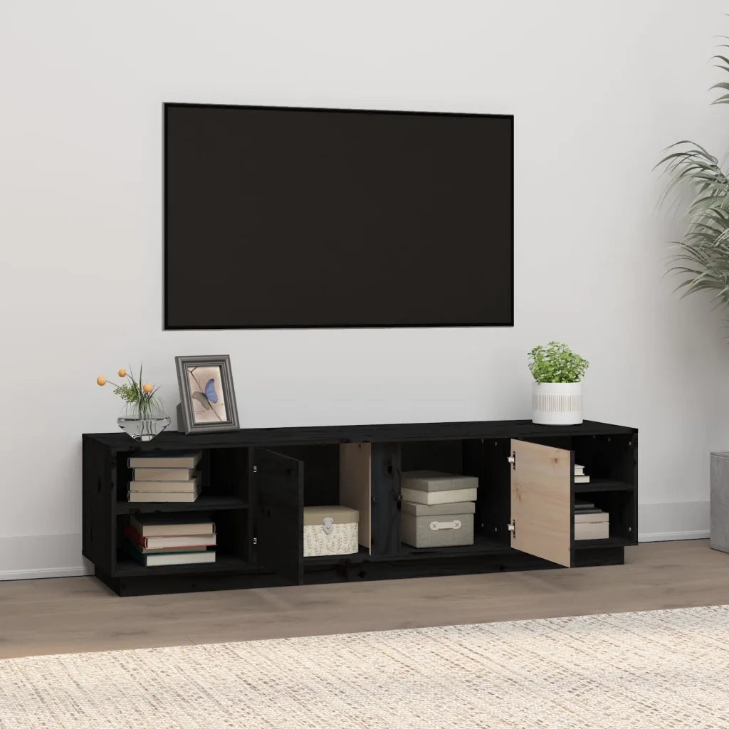 Mobile TV | Armadietto TV | Mobile Porta TV Nero 156x40x40 cm in Legno Massello di Pino
