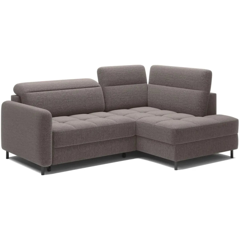 Divano ad angolo destro convertibile BARNEA 208 cm marrone con contenitore