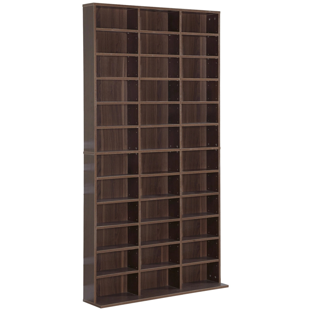 Libreria per CD e DVD con 36 scomparti ¨C zephmum ¨C marrone 102x23.5x195 cm