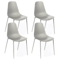 E-STYLO Sedia in polipropilene grigio chiaro e gambe in metallo grigio chiaro, 49cm X 48.5cm H. 88cm.
