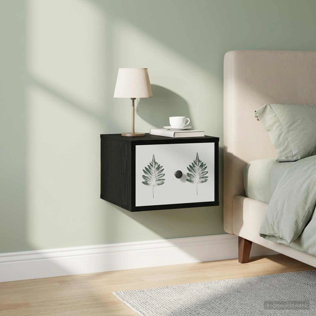 Mobiletto da comodino a parete HANAU Rovere Nero 8007495