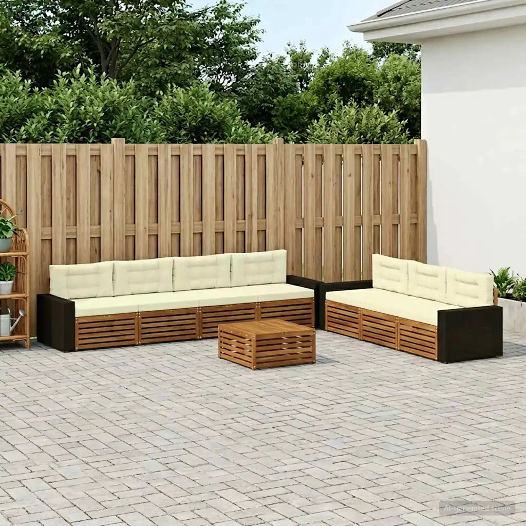 Set di divani da esterno 8 pcs Naturale e Crema 79 x 79 x 37 cm 3383123