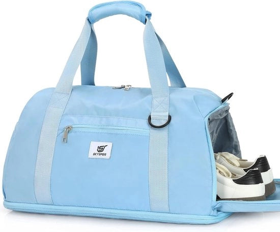 Borsa sportiva 40 litri, con taschi per scarpe e zona umida, borsa da viaggio per donne e uomini