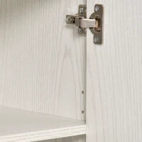 Mobile Cucina Multiuso con Ruote, Armadietto e Ripiano per Microonde, Credenza Alta in Legno Truciolare, 60.4x40.3x97cm Bianco
