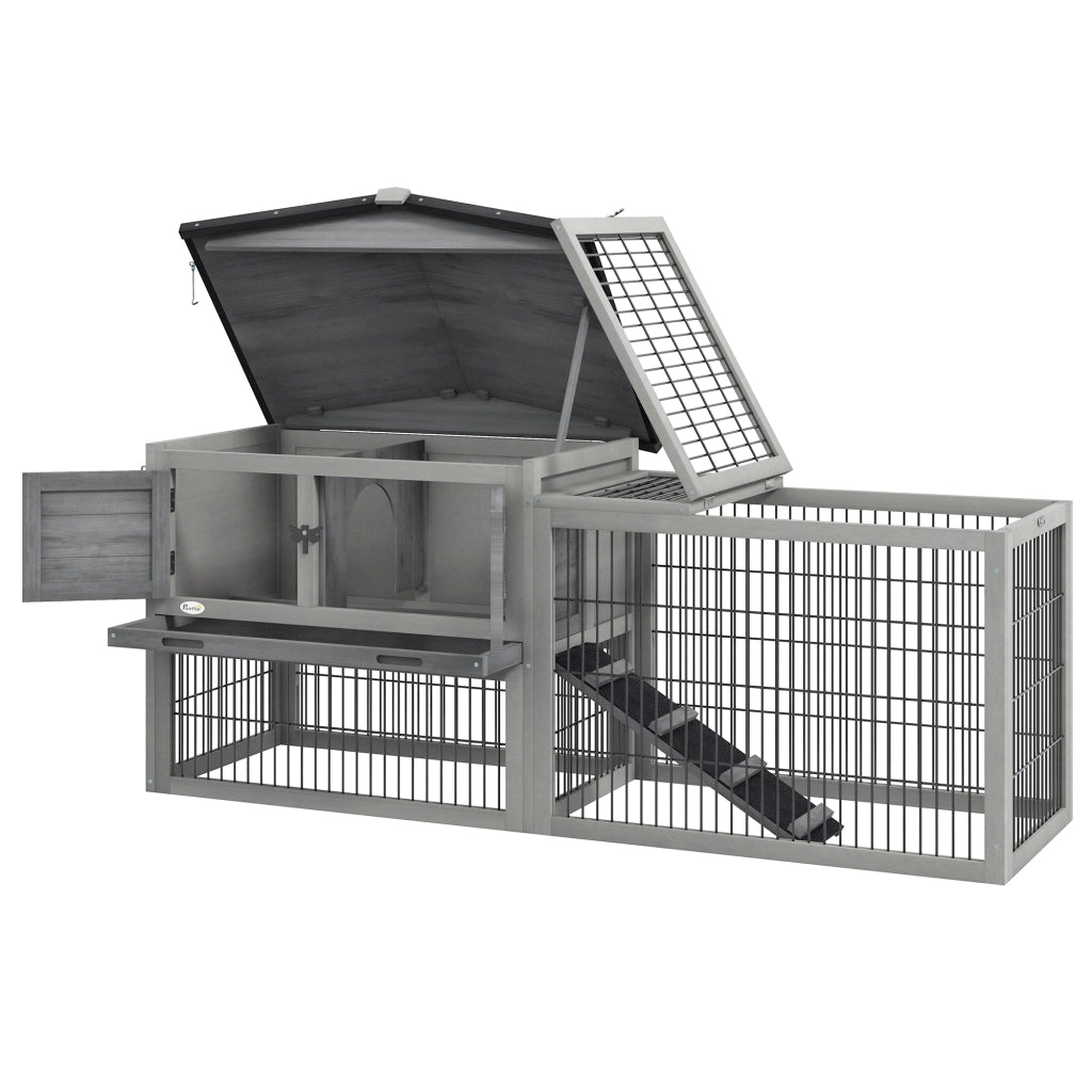 Gabbia per Piccoli Animali con Recinto Esterno ¨C Zephmum ¨C Grigio