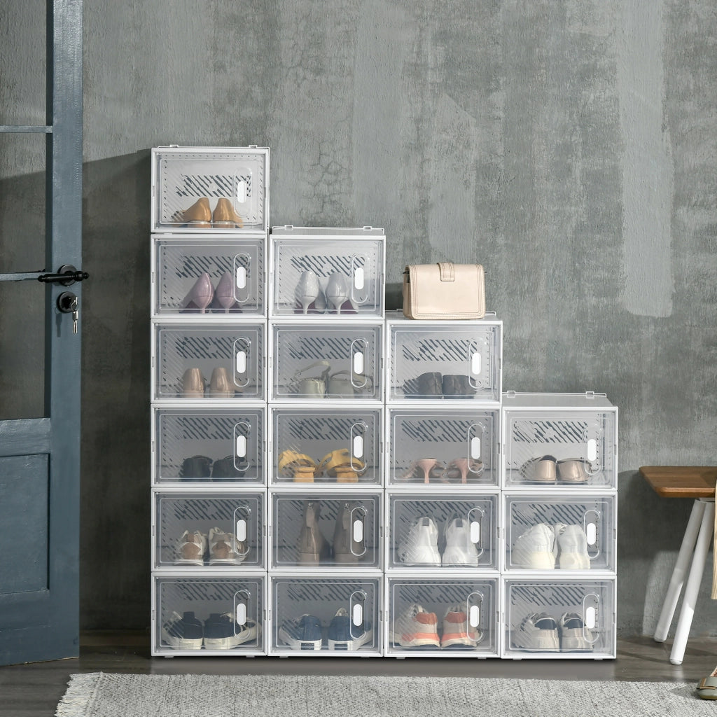 Mobile Scarpiera Modulare Salvaspazio, 18 Cubi 28x36x21 cm in Plastica PP, Bianco