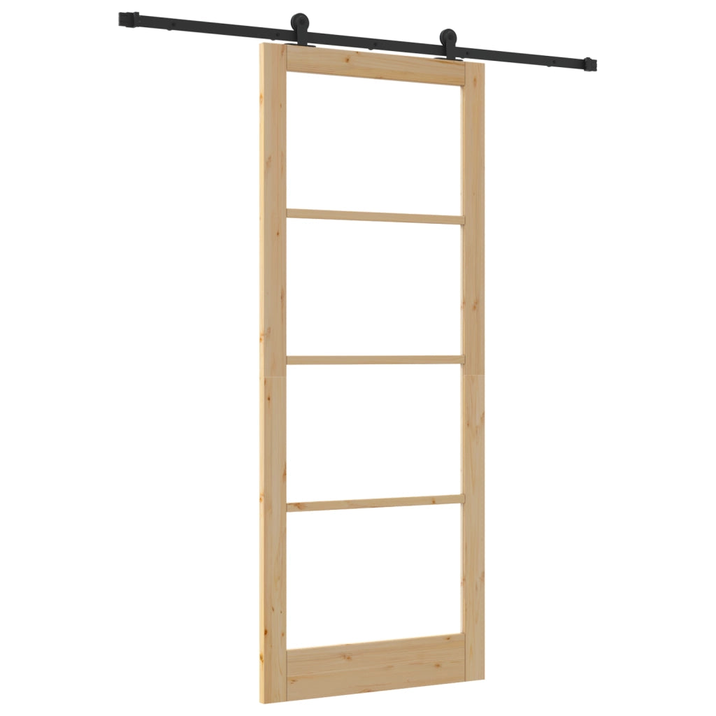 Porta Scorrevole  con Set Hardware 'ORKDAL'Legno Massello e Vetro