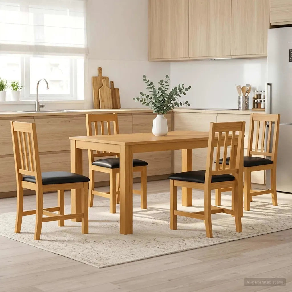 Set da pranzo 5 pz Nero Legno di Quercia Massello 3430349