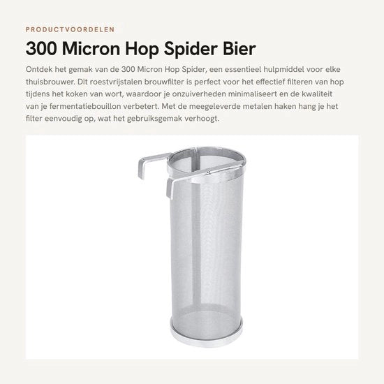 Filtro per birra con rete a maglie 300 micron in acciaio inossidabile - migliorato livello di filtrazione - metalliche grinfie - filtrazione delle hop - filtro per birra con rete metallica