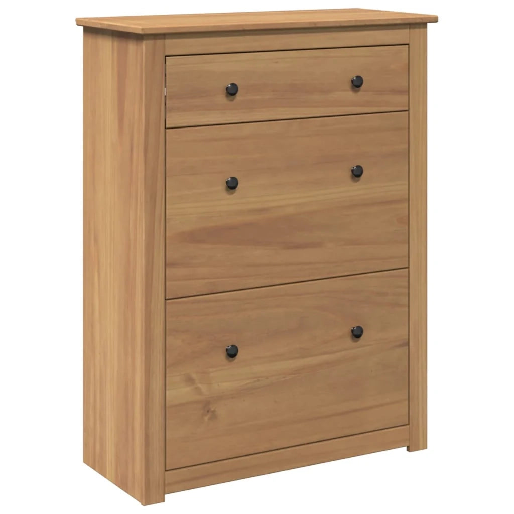 Scarpiera mobiletto portascarpe mobile per ingresso/corridoio/soggiorno Panama 80 x 35 x 105 cm legno di pino massiccio marrone 02_0022037