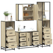 Set Mobili da Bagno 4 pz Rovere Sonoma in Legno Multistrato 3301261
