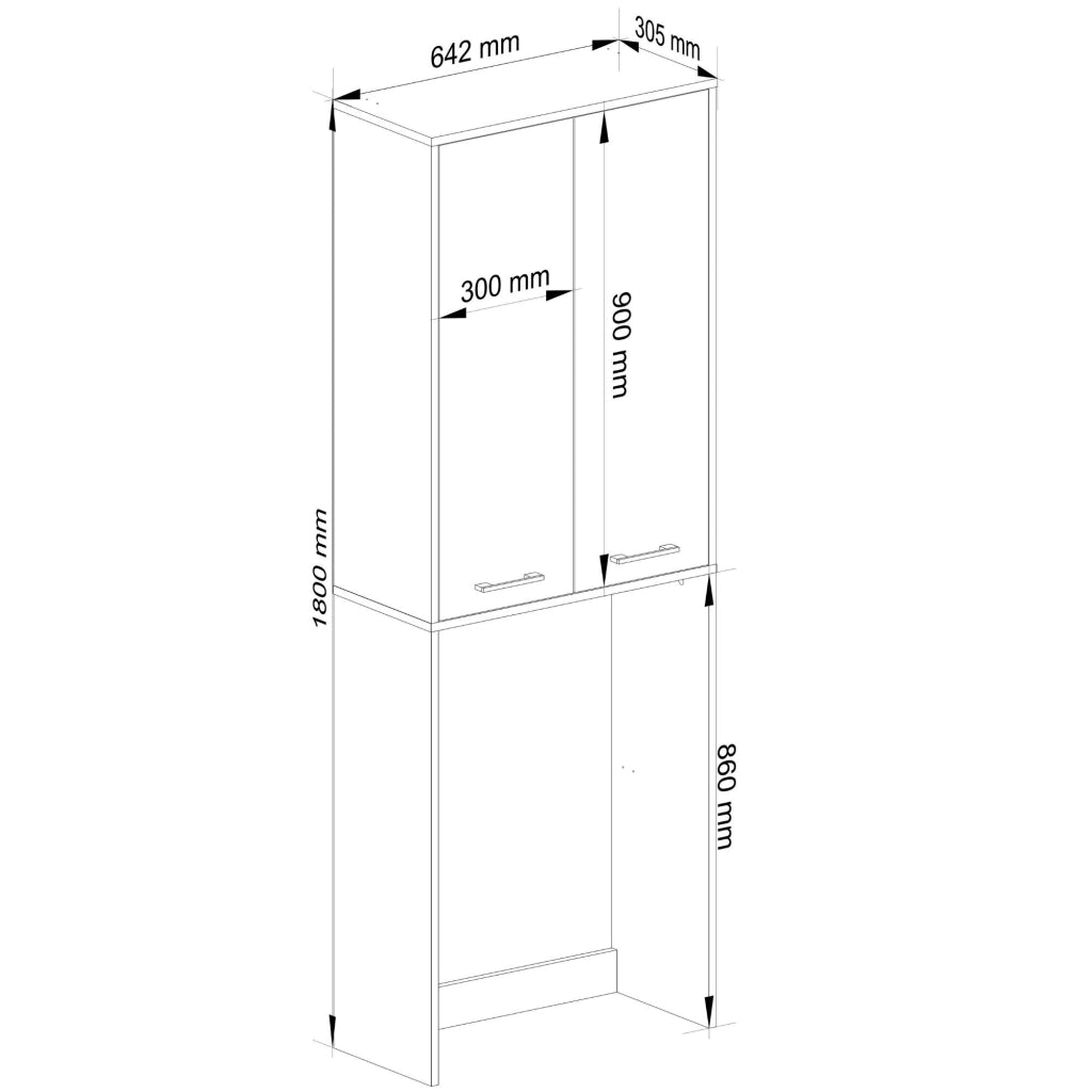 Colonna da bagno AKORD FIN per incasso di una lavatrice Bianca 64 cm 2 ante 64x30x180 cm