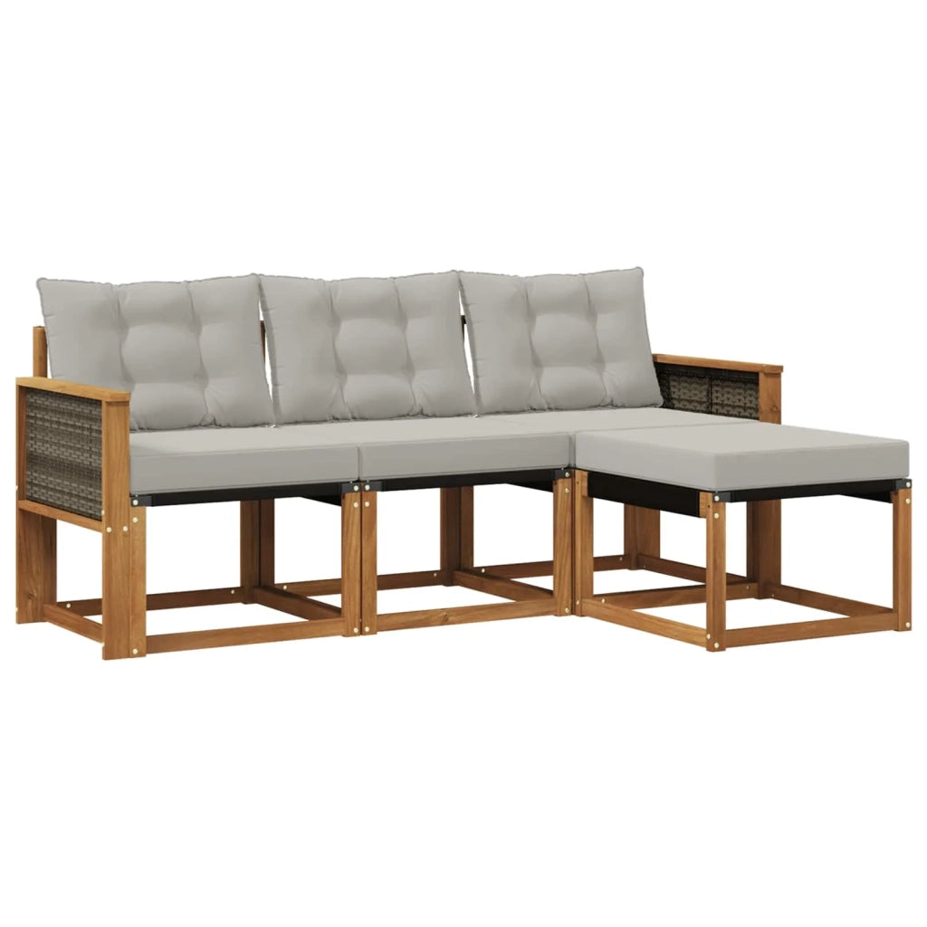 Set di divani da esterno 4 pz Naturale e Grigio Chiaro 3381867