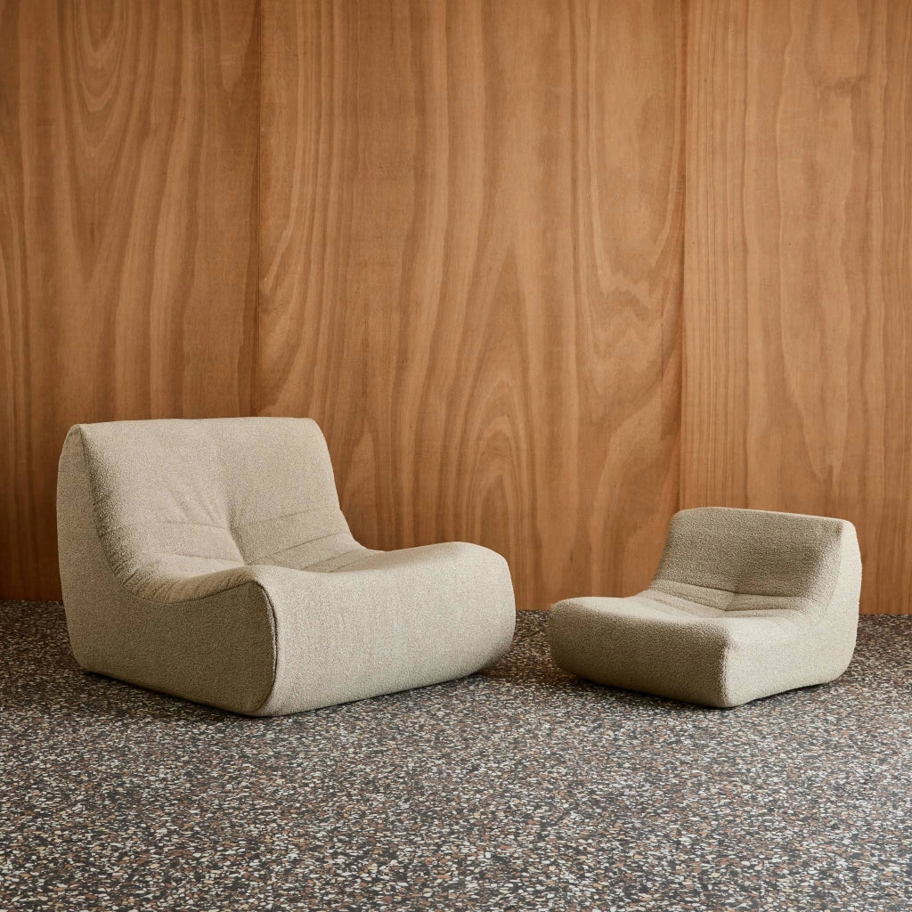 Poltroncina per bambini in tessuto bouclé testurizzato, 1 posto, beige