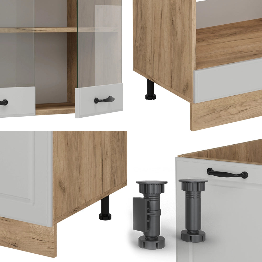Cucina angolare completa R-Line Bianco/Rovere dorato 287 x 227 cm, PL Marmo Vicco
