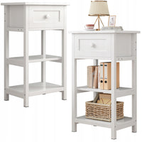 Tavolino da notte in legno con cassetto e 2 ripiani, stile loft moderno, 45 cm