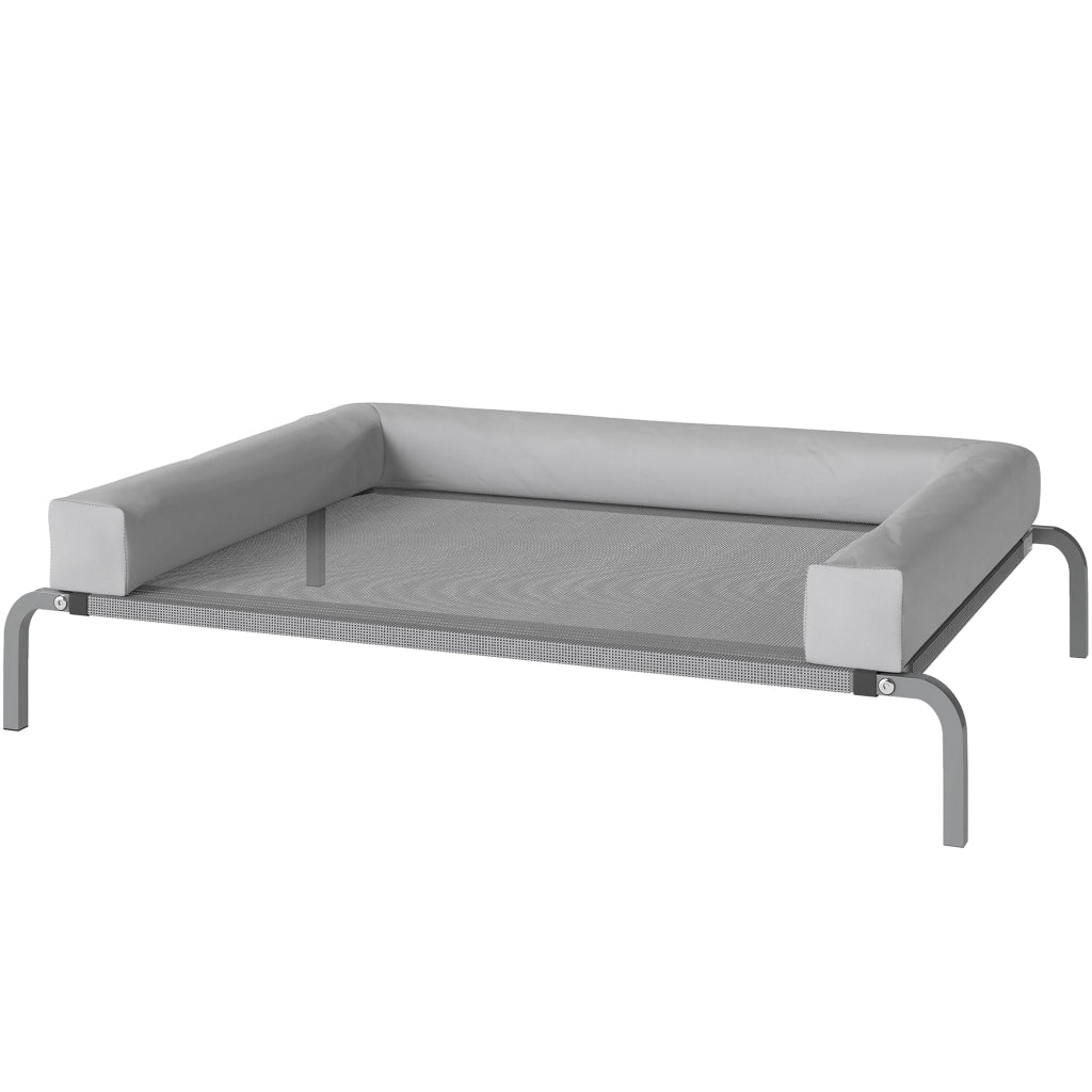 Letto per cani elevato con rete traspirante e struttura in acciaio ¨C zephmum ¨C grigio 110x75x30 cm