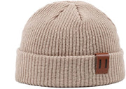 Cappello in maglia - Orlo a punta di gola - Cappello caldo per inverno - Cappello in maglia di lana senza orlo - Unisex - Beige