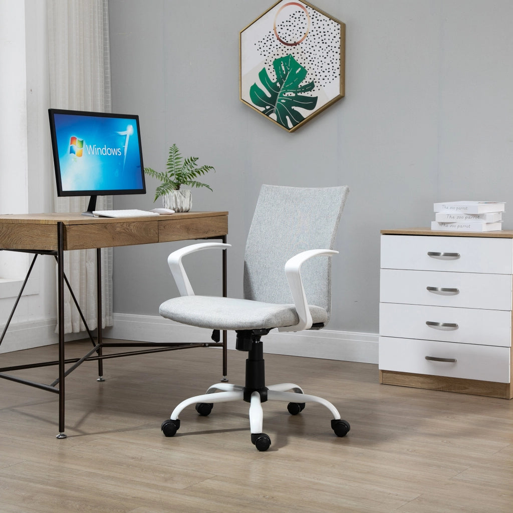 Sedia da Ufficio Girevole Regolabile in Tessuto ¨C zephmum ¨C Grigio Chiaro 61x61x89-99 cm