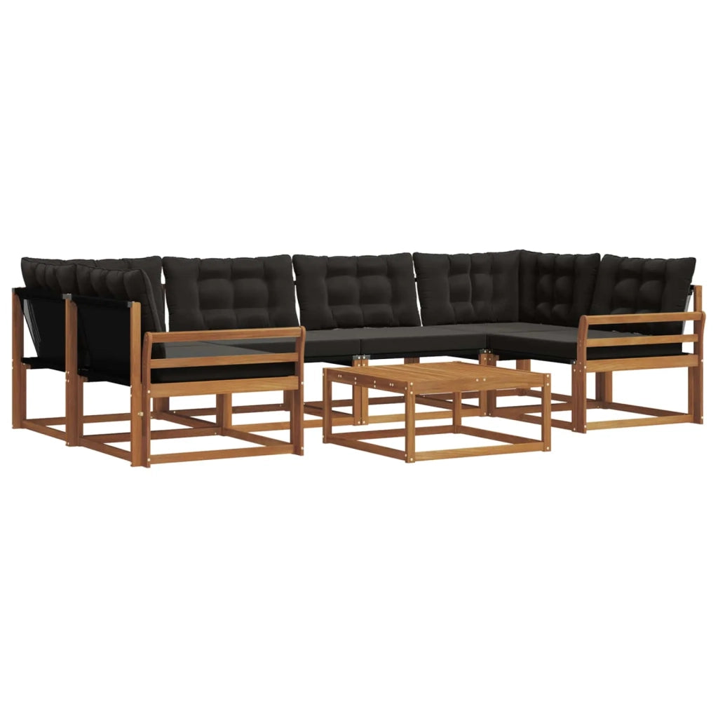 Set di divani da esterno con cuscino 7 pcs Naturale e Nero 3369243