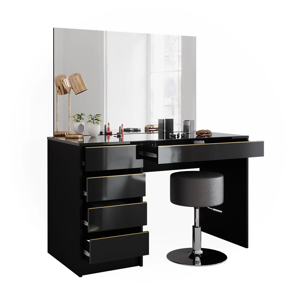 Vicco Tavolo da toeletta Nero/oro 55 cm con sgabello