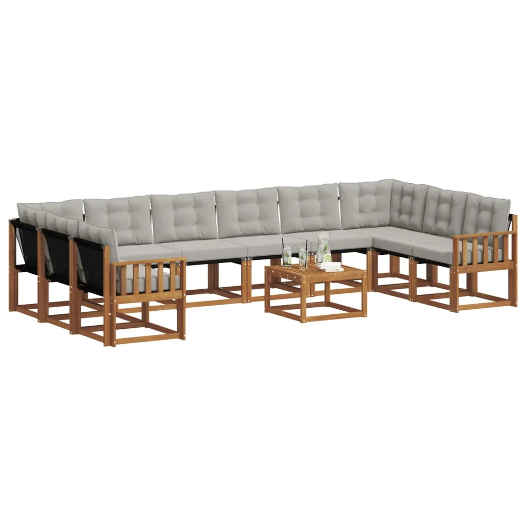 Set di divani da esterno 11 pcs Grigio Naturale e Chiaro 3369118