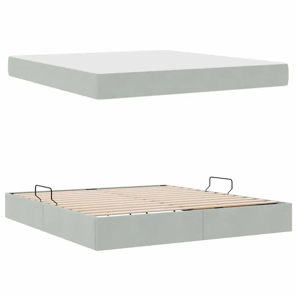 Letto con contenitore e materasso Grigio chiaro 180 x 200 cm 3399736