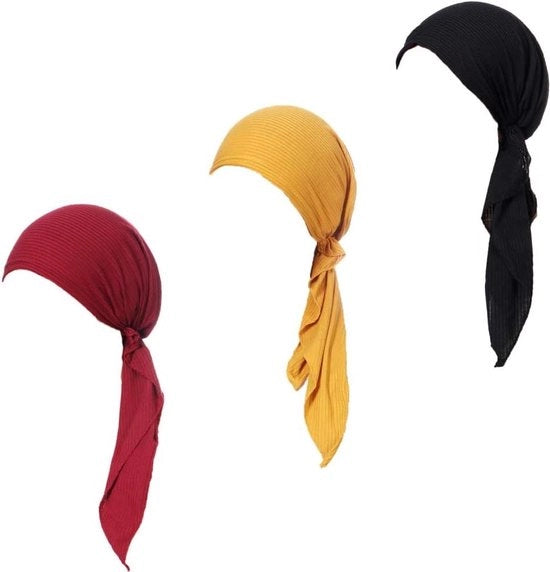 Cappello per donne - Berretto con cinturino lungo - 3 pezzi al pacchetto
