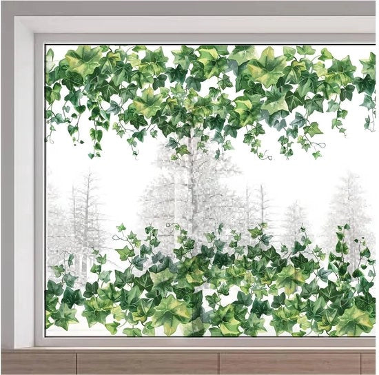 38x116cm Sticker per finestra con viti da vino, foglie verdi e piante Sticker per finestra statico antibatteria Grande per tenere lontani uccelli e animali domestici Decorazione