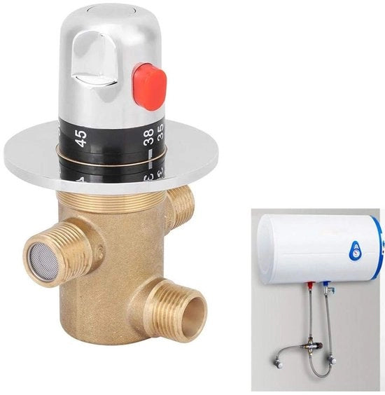 Valvola termostatica 3 vie - Regolatore di temperatura - Termometro - Antiscivolo - Impermeabile - Cottura in ottone - Sicuro e affidabile - Regolatore di temperatura