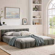 Letto Matrimoniale Imbottito ¨C MINIMAL ¨C Grigio Scuro, Legno e Metallo, 160x200