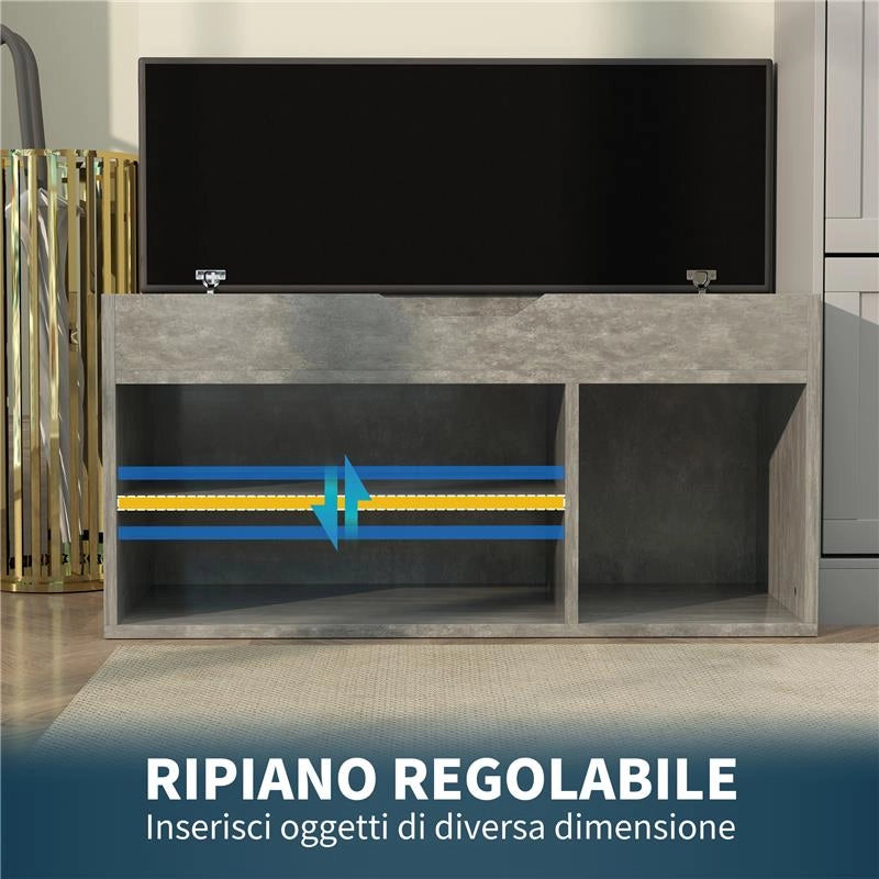SCARPIERA SALVASPAZIO IMBOTTITA A 3 RIPIANI APERTI CON SPAZIO A SCOMPARSA, IN LEGNO, 80X30X45 CM, NERO E GRIGIO