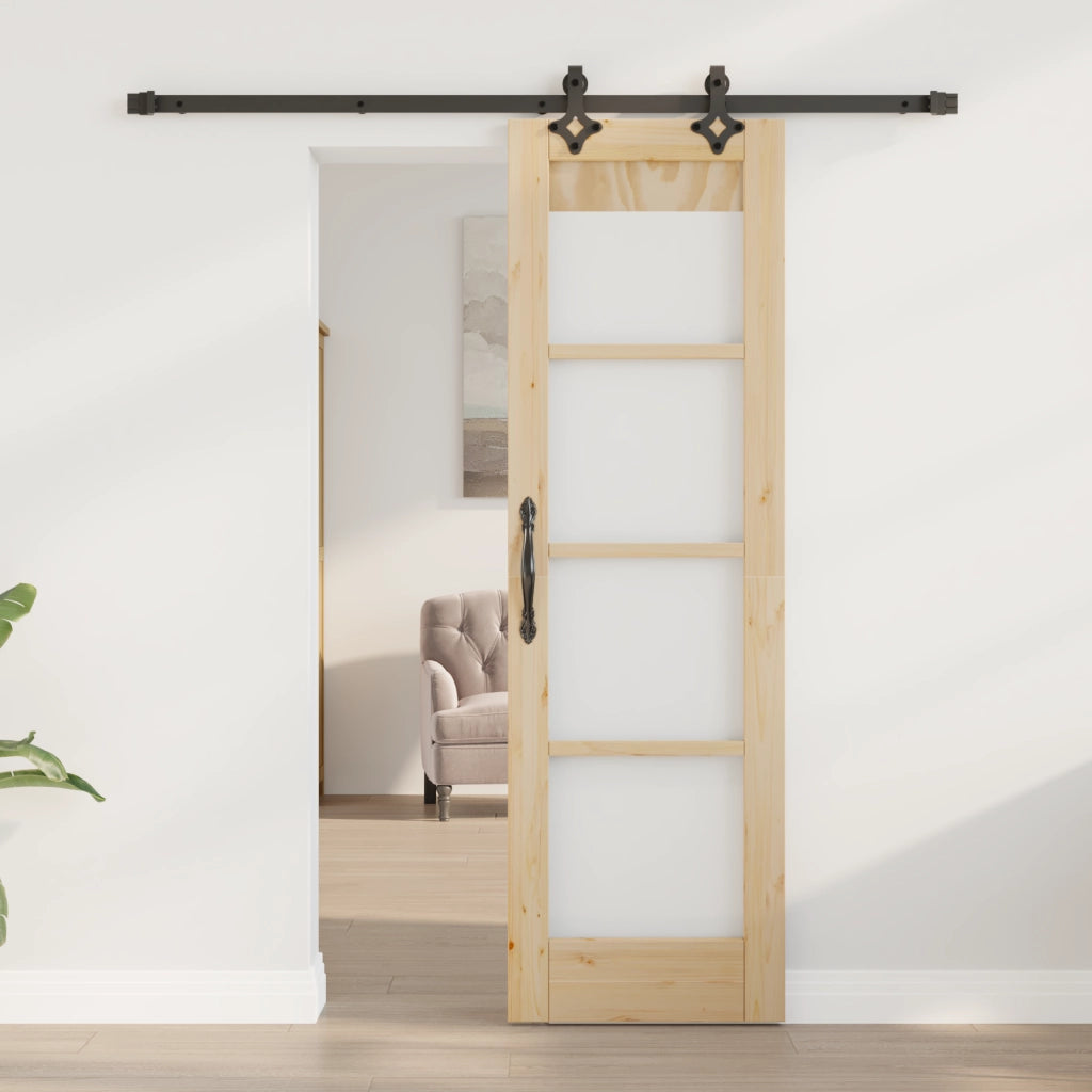 Porta scorrevole  con set hardware 'ORKDAL'in legno massello e vetro
