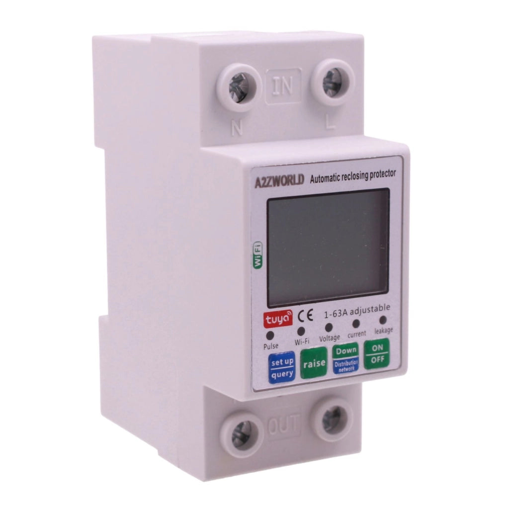 Contatore WiFi DIN 63A 230V AC, Monitoraggio Tensione Corrente e Dispersione