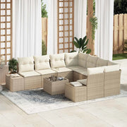 Set Divano da Giardino 9 pcs Beige e Crema polyrattan