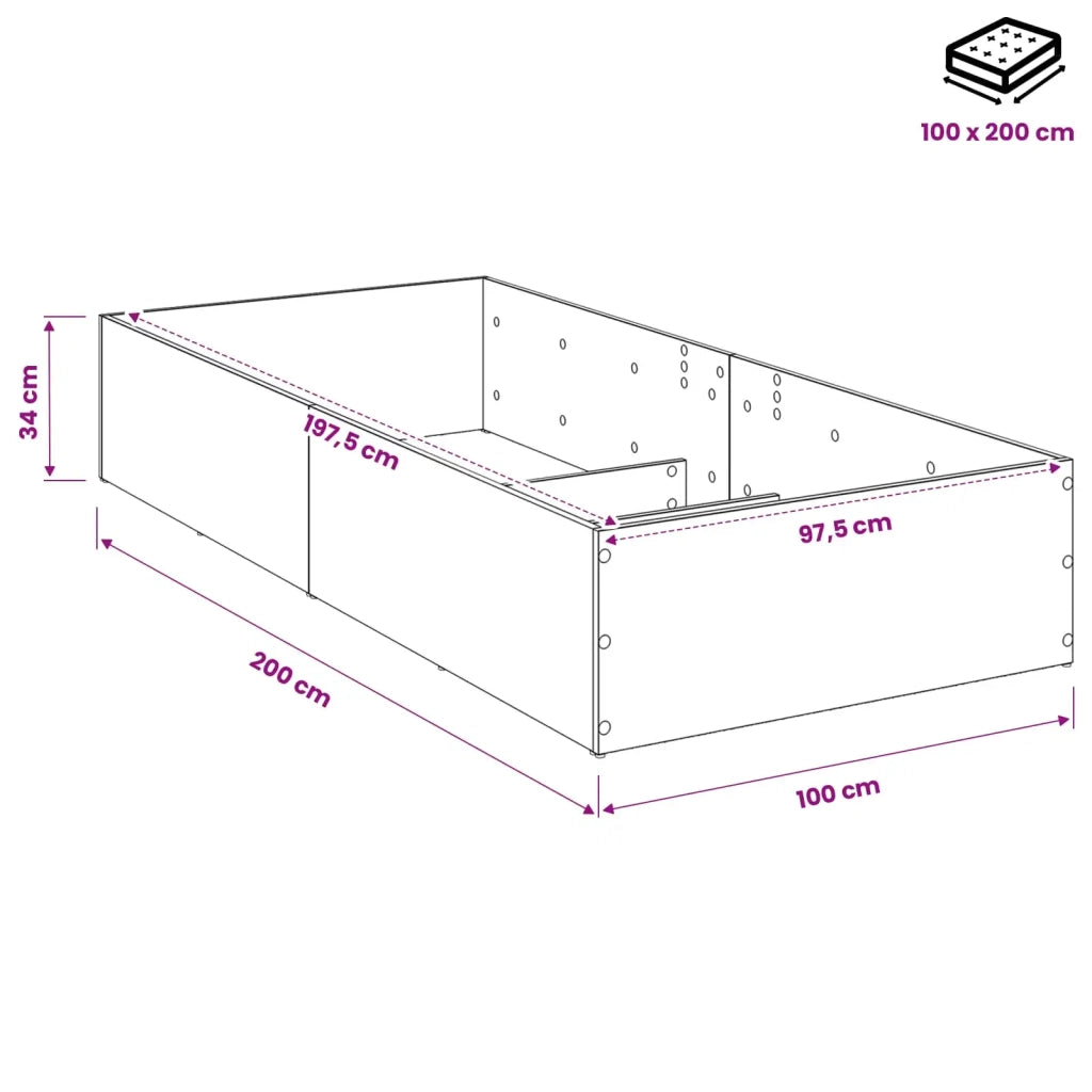 Giroletto per rete letto regolabile Grigio Cemento 100 x 200 cm 8021834