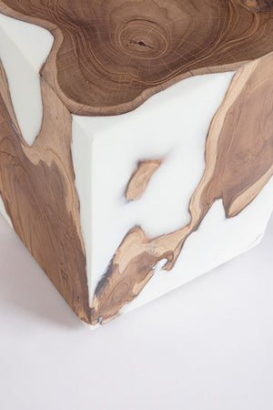 Tavolino da Soggiorno 30x30x40 cm in Legno Melty Bianco