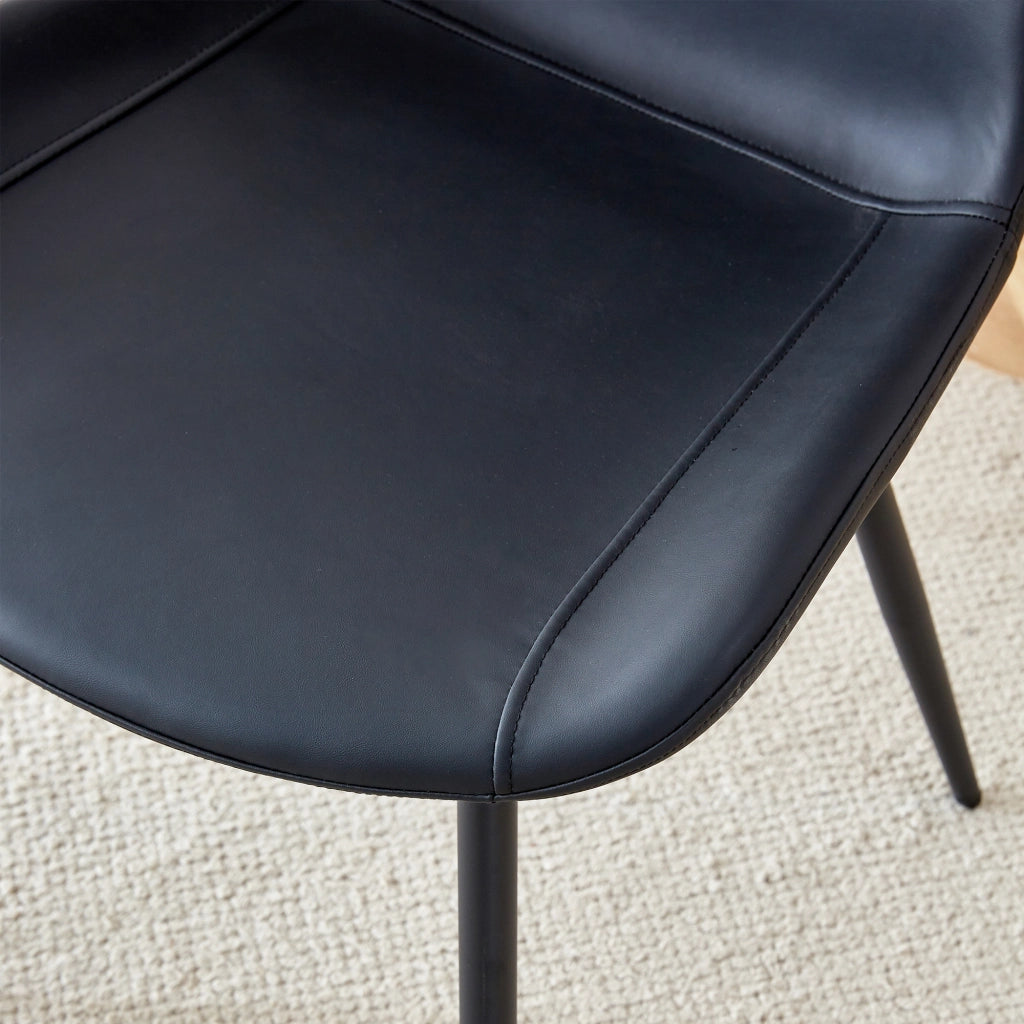 Sedia da sala da pranzo set da 4 con seduta ergonomica e gambe in metallo, in pu nero