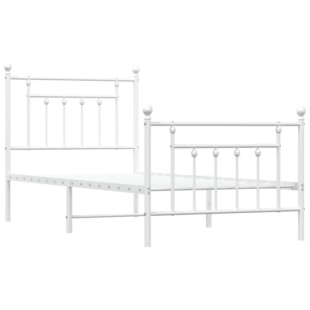 Giroletto con Testiera e Pediera-Struttura Letto Metallo Bianco 90x190 cm 314232