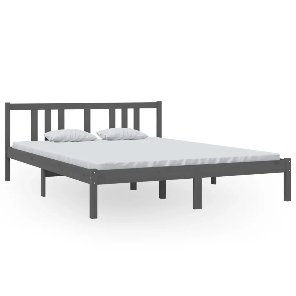 Giroletto Grigio in Legno Massello 150x200 cm 5FT King Size cod mxl 31717