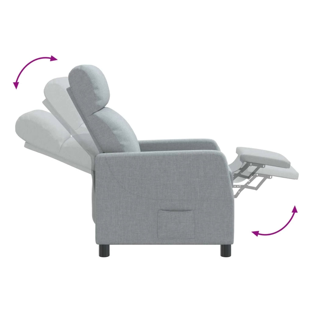 Divano Sedia-Poltrona reclinabile Grigio Chiaro Tessuto 330513