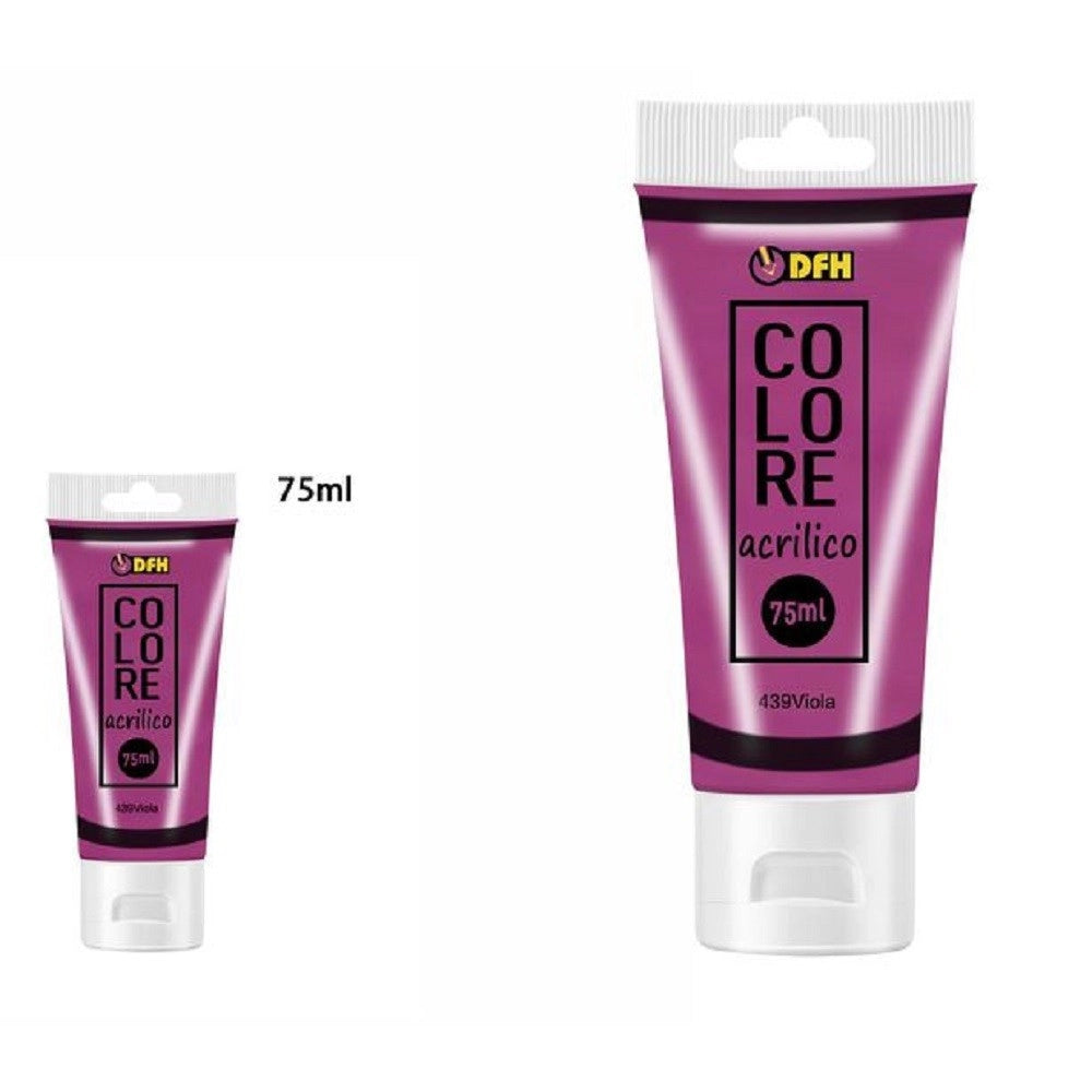 Trade Shop - Set 6 Pezzi Pittura Acrilica Vernice Confezione Colore Viola Tubo 75 Ml 07497 -