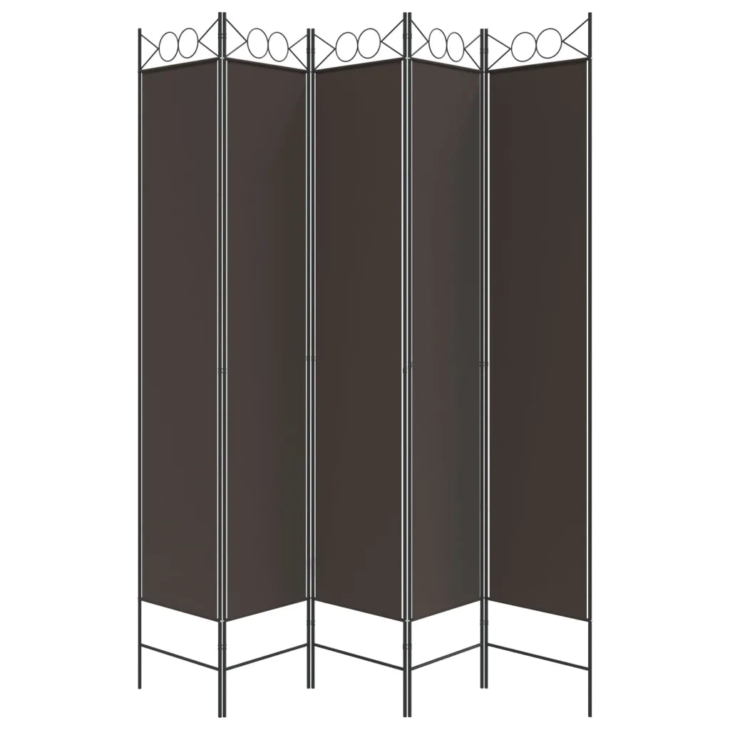 Divisorio a 5 Pannelli Marrone 200x220 cm in Tessuto cod mxl 58878