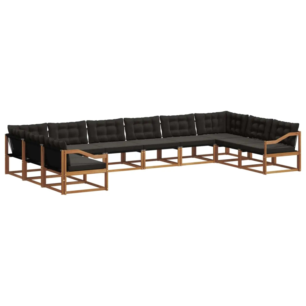 Set di divani da esterno con cuscino 10 pcs Naturale e Nero 3369899