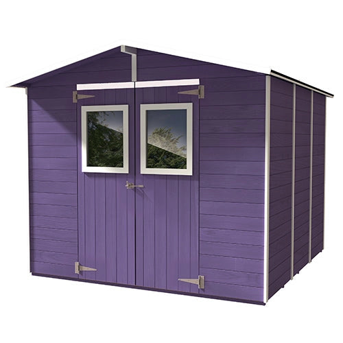 Casetta Box Capanno in Legno Lilla per Attrezzi con 2 Porte e Finestre 238X305X214Cm
