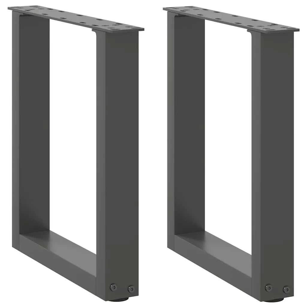 Gambe per Tavolino da CaffÃ¨ a Forma di U 2 pz Antracite 28x(42-43) cm Acciaio