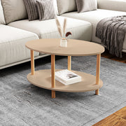 Tavolino Basso da Salotto 'Højreby' con Gambe in Legno e Piano Ovale - Cappuccino [en.casa]