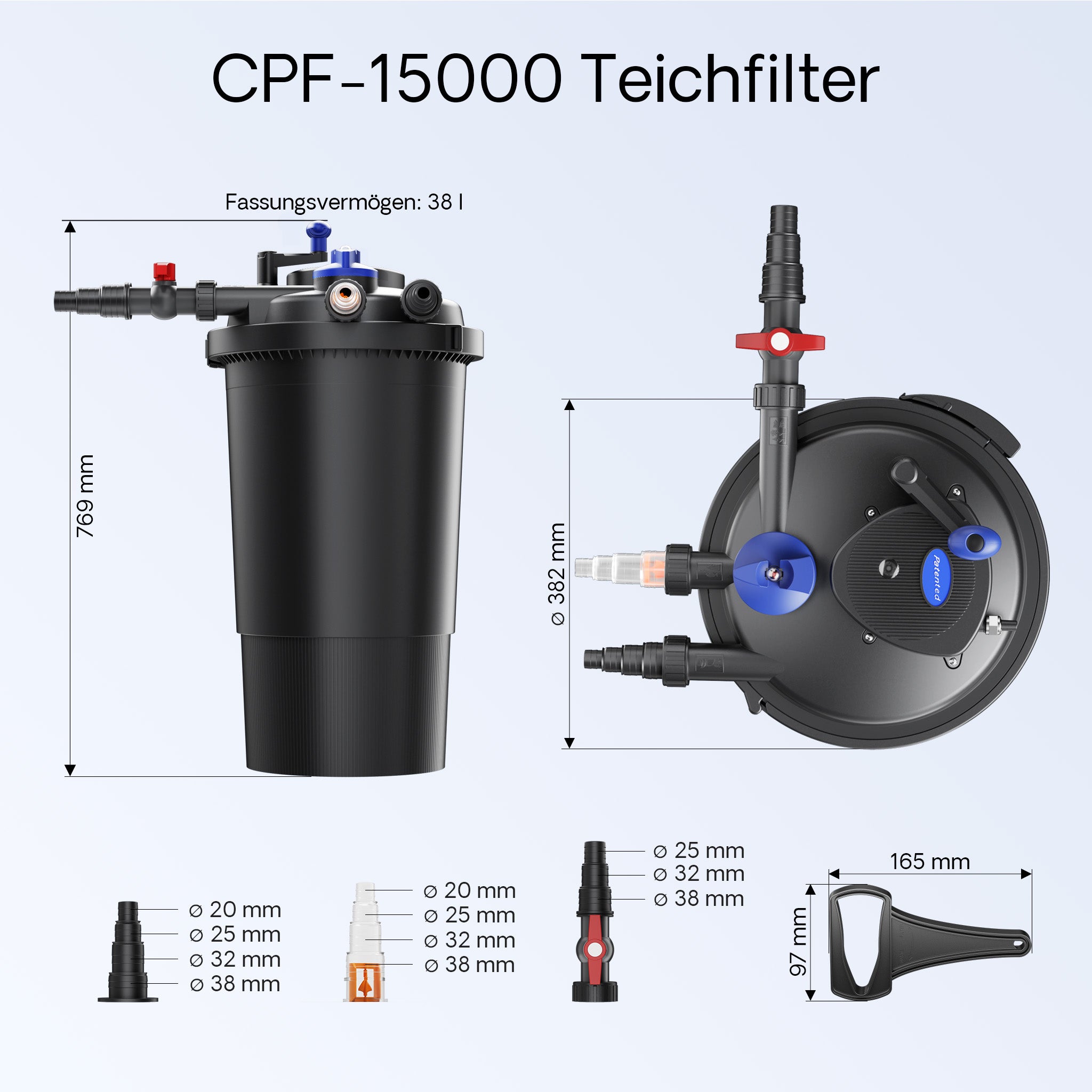 Set per laghetti XXL Filtro a pressione 30000l Chiarificatore UVC 11W Pompa 70 W